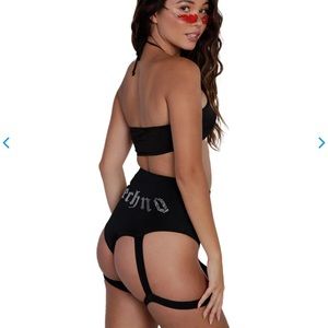 Techno Queen Rhinestone Harnesses Booty Shorts